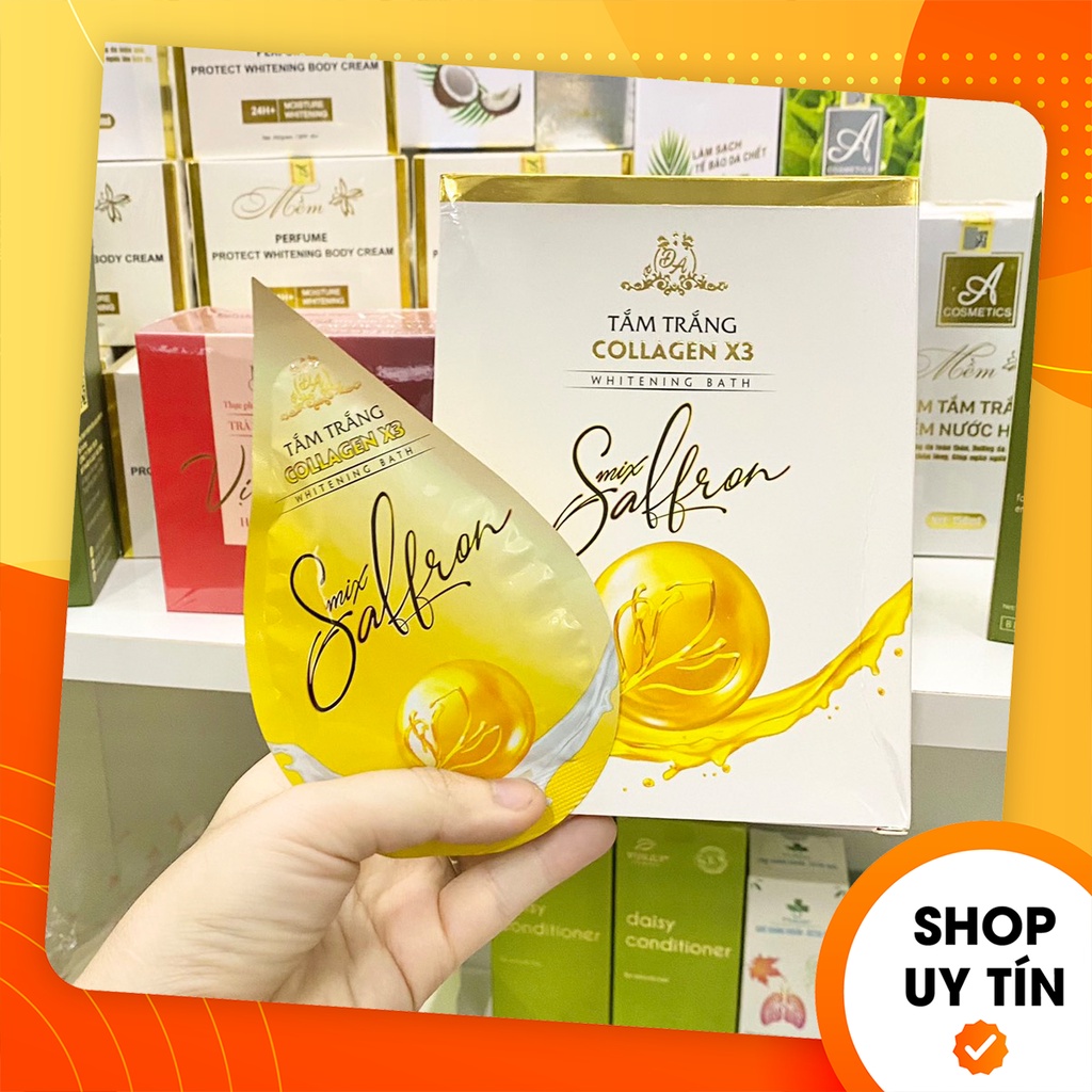 (Tách lẻ 1 gói) Tắm trắng Collagen X3 chính hãng Mỹ Phẩm Đông Anh - Tắm trắng Mix Saffron Luxury X3