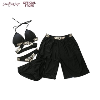 Đồ Bơi Nữ Bikini Đi Biển  Hai Mảnh Moschino Dây Chéo Cạp Thấp Couple Cb-032