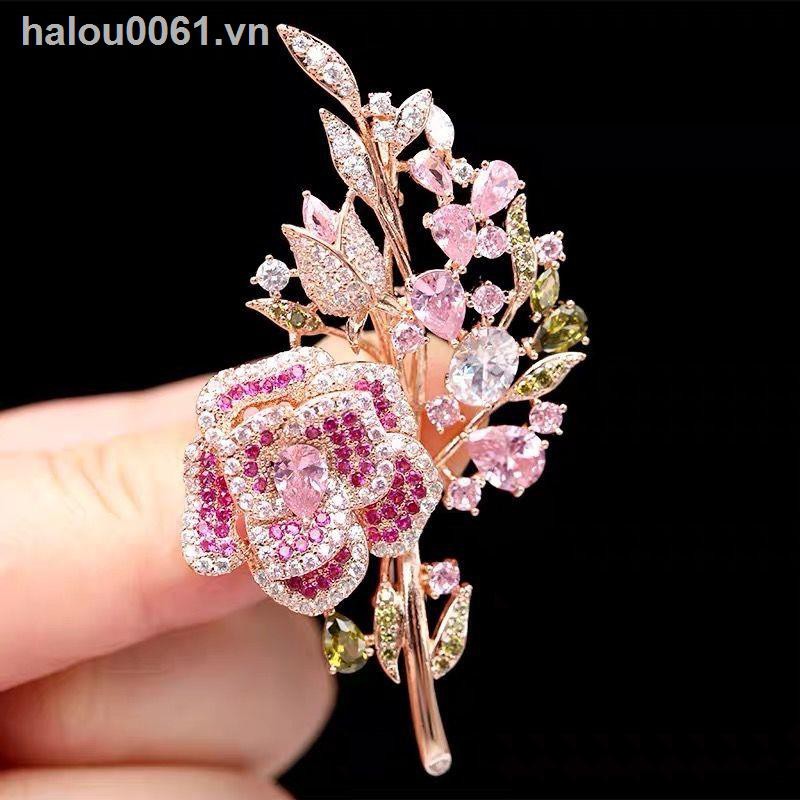 ✿Ready stock✿  One Tree Flower Brooch High-end Luxury Rose Suit Cheongsam Ladies Accessories (Single)