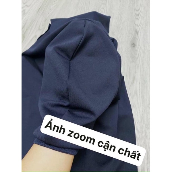 Áo polo xanh than tay phồng ZR