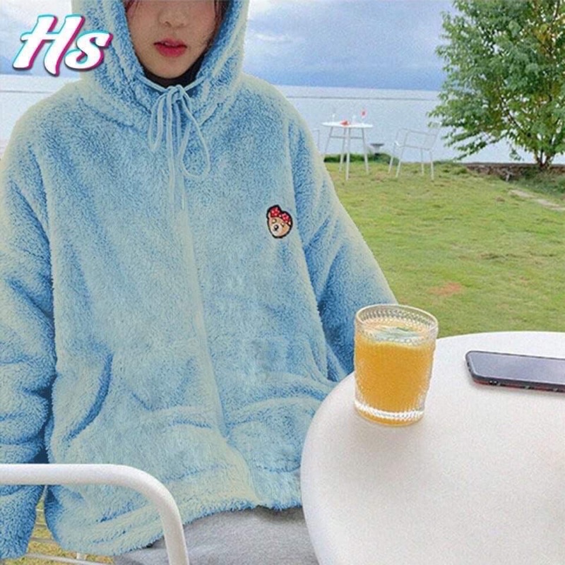 Áo lông thêu gấu nơ đỏ