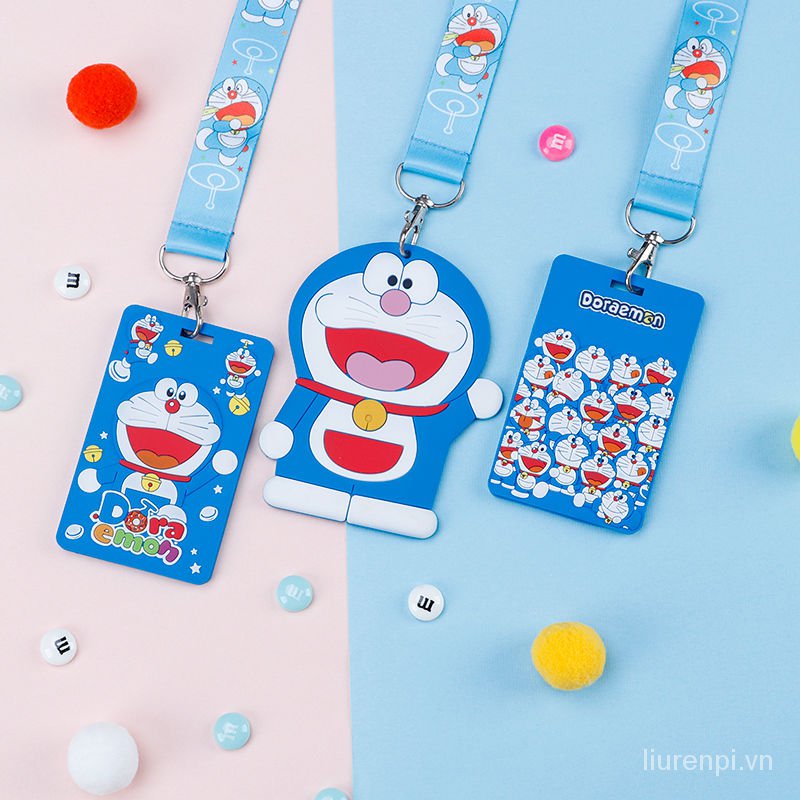DORAEMON Bao Da Đựng Thẻ Đa Năng Có Dây Đeo