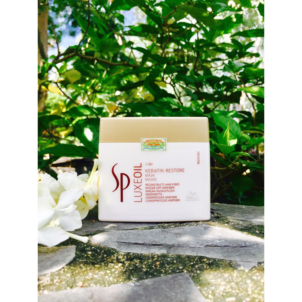 $$cam_kết_chính_hãng_100% Mặt nạ ủ tóc cao cấp Sp Luxe Oil Keratin Restore Mask chăm sóc tóc hư tổn Wella