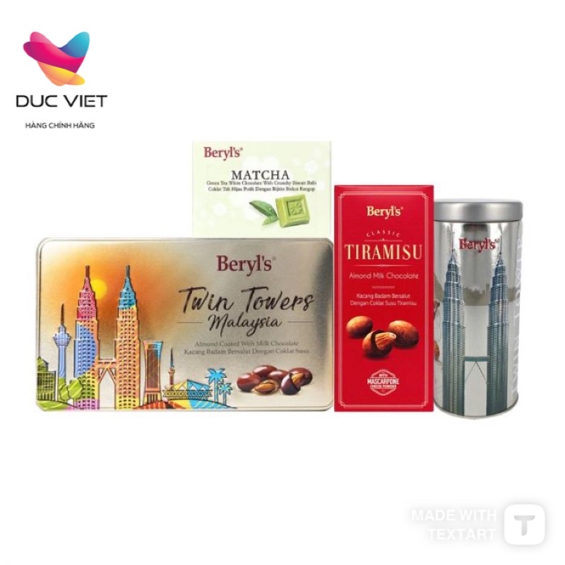 BERYL'S TWIN TOWERS MALAYSIA ALMOND CHOCOLATE 180G