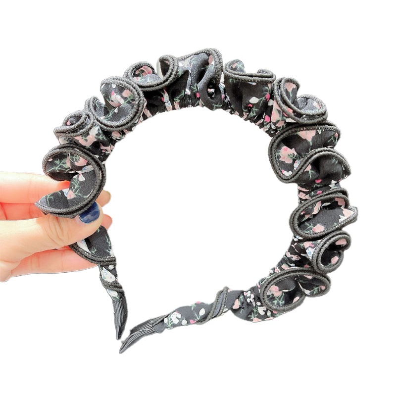 Flgo Băng Đô Cài Tóc Bản Rộng In Họa Tiết Hoa Phong Cách Preppy Cổ Điển Thời Trang