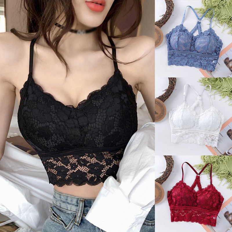 Áo Ngực Thể Thao Phối Ren Có Mút Nâng Ngực