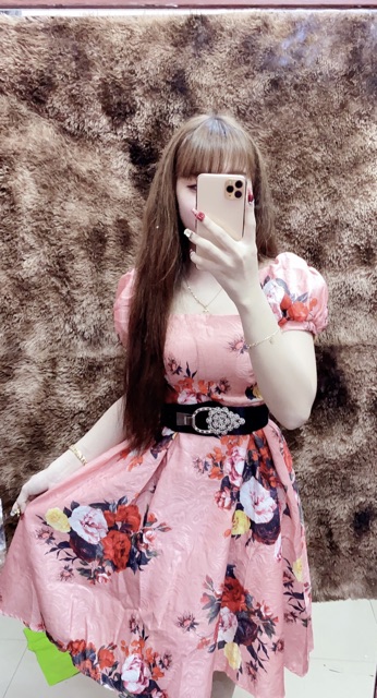 Đầm xoè gấm Vân hoa