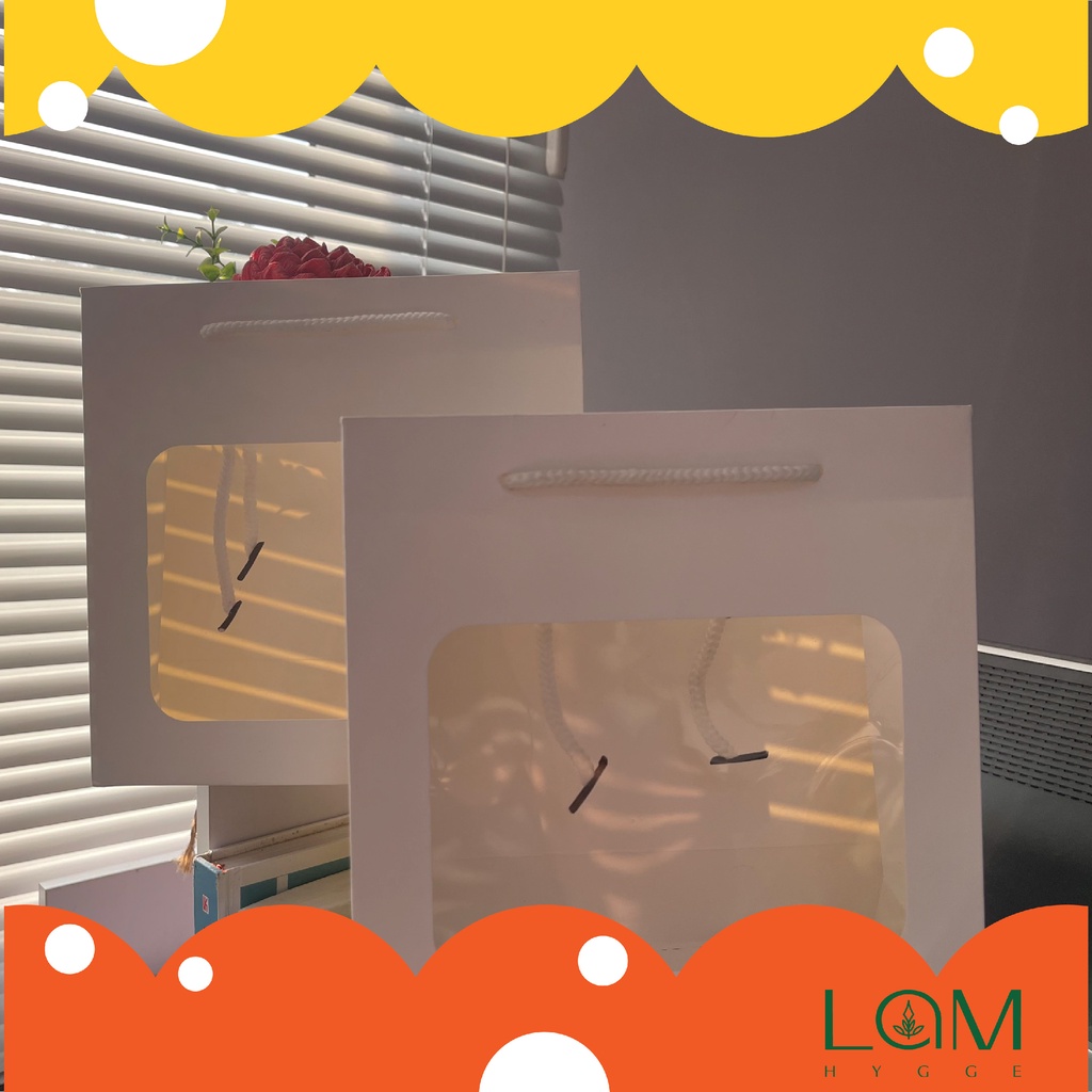 TÚI GIẤY MẶT KÍNH MIKA ĐỰNG HOA, QUÀ TẶNG SIÊU XINH SIZE 18X20X8CM