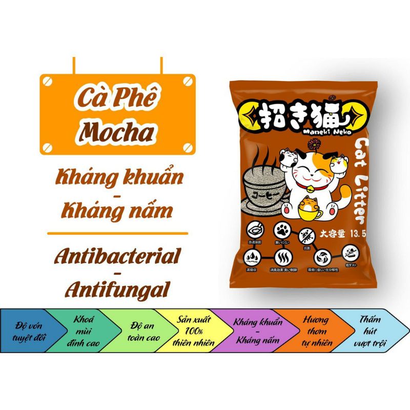 Cát vệ sinh cho mèo neko gói 5 lit hương cafe, hương phấn em bé, Hương socola Sẵn hàng