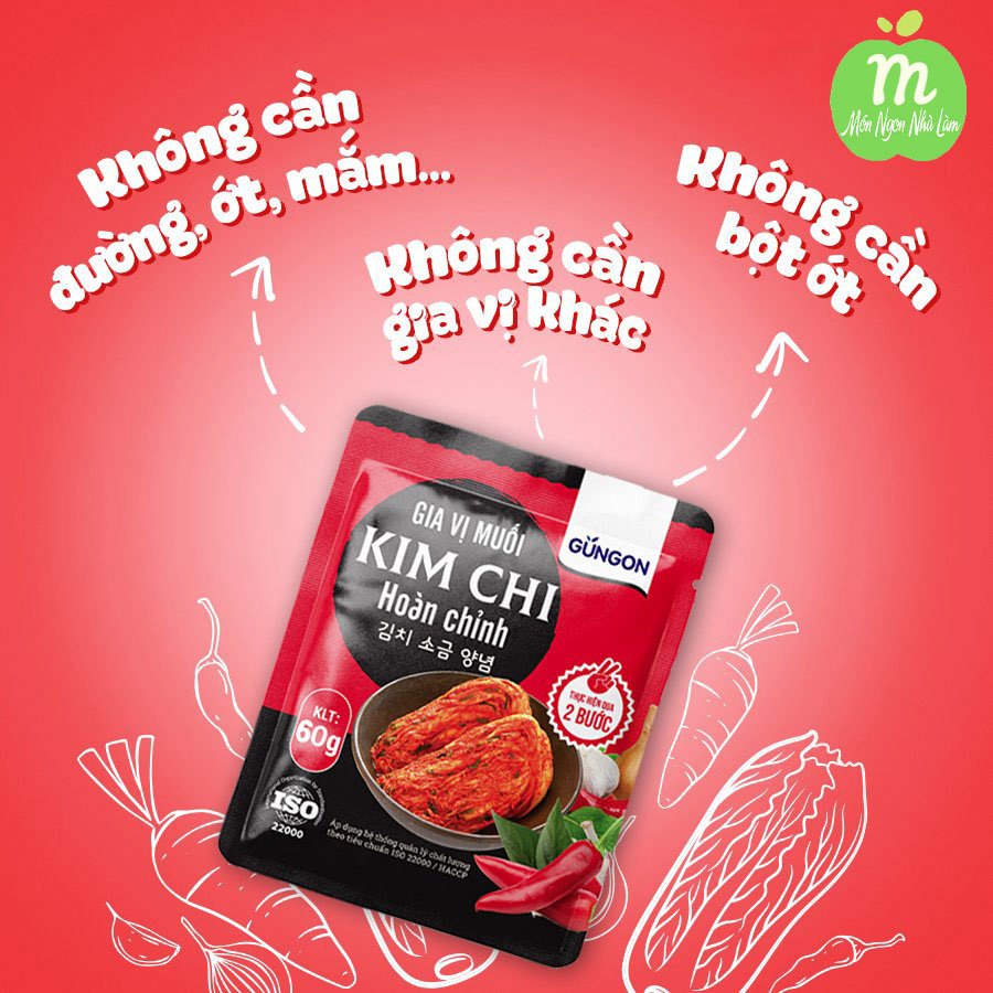 GIA VỊ MUỐI KIM CHI HOÀN CHỈNH - GUNGON 60G