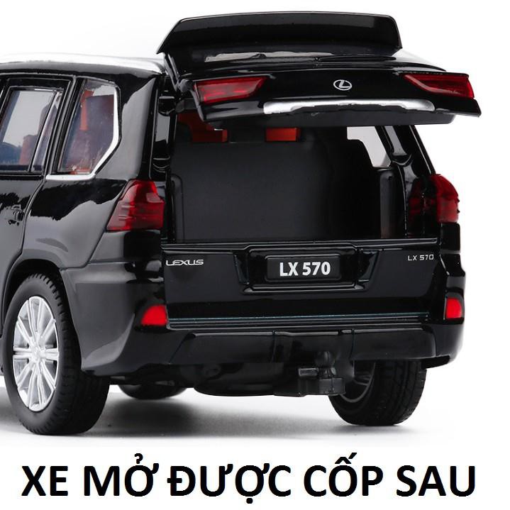 Xe ô tô LX570 tỉ lệ 1:32 màu đen, màu đồng mô hình bằng sắt mở các cửa có đèn và âm thanh  hàng Quảng Châu