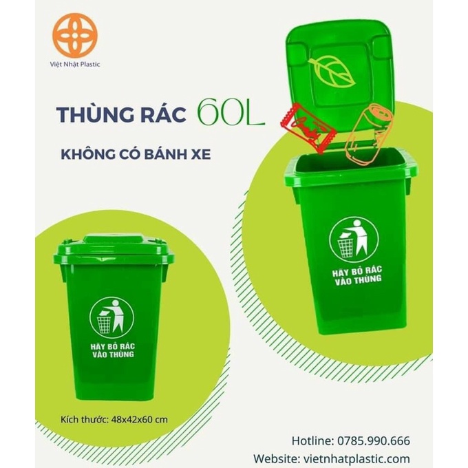 Thùng Rác 60L Không Bánh Xe