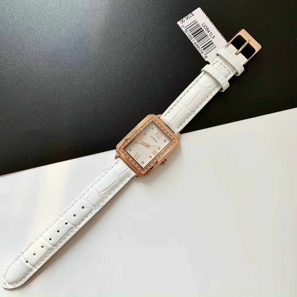 Đồng hồ nữ Guess U0841L5 , Màu Trắng , Viền Vàng Hồng , Size 32mm (Mặt Vuông)