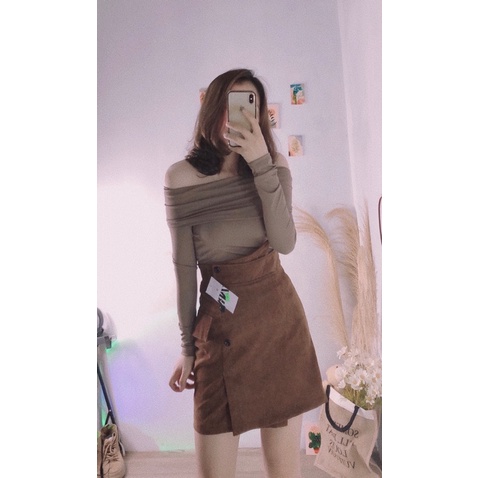 [ẢNH THẬT + VIDEO] Chân váy Nhung BASIC chữ A có quần trongDAQUY20chân váy chữ a nhung ba cúc siêu hot ôm vòng eo