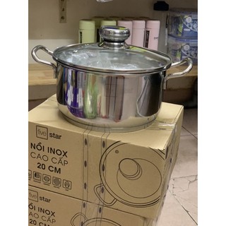 Nồi inox 3 đáy Fivestar 20cm-nắp kính