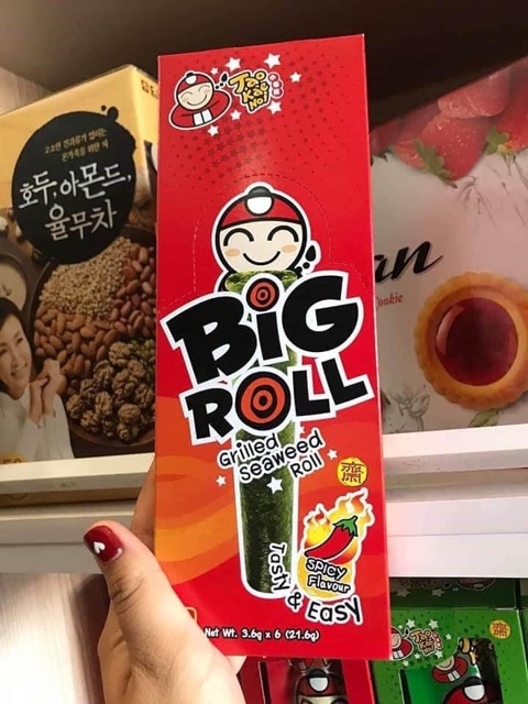 [ 1 Hộp 6 gói ] Snack Rong Biển Cuộn Big Roll Ăn Liền Thái Lan