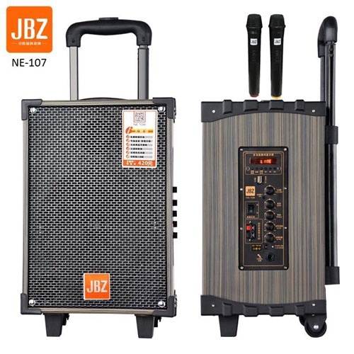 Loa kéo di động JBZ 107-Bass 2.5 tấc(25cm)CS-300W+2Micro Không Dây+Remto+adapter sạc+dây tín hiệu tivi(106+108+109)