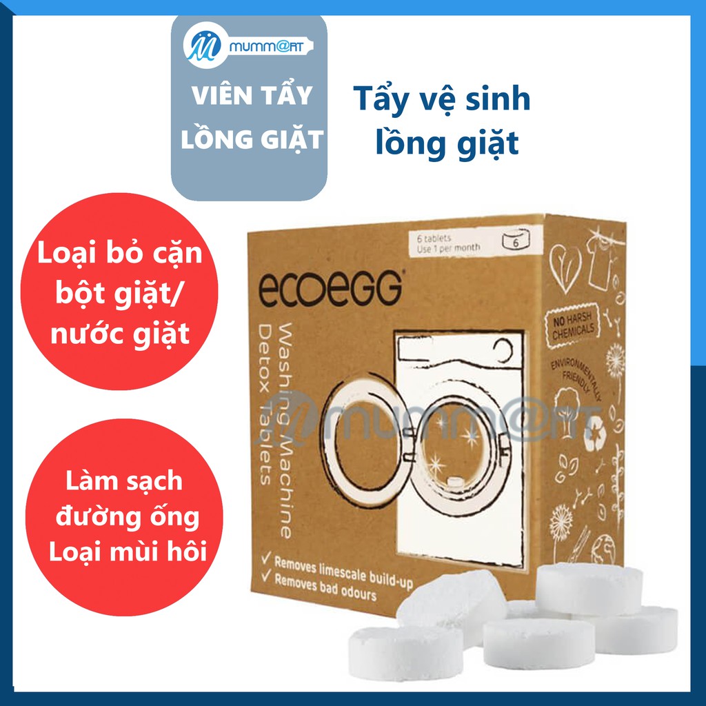 Hộp tẩy vệ sinh lồng giặt Ecoegg 6 viên dùng cho máy giặt cửa trên và cửa trước