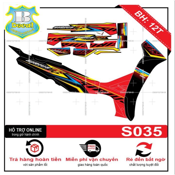 ( Quí khách vui lòng mang ra tiệm cho thợ dán ) Tem sirius ZX đỏ đen S035 [Bi Decal]