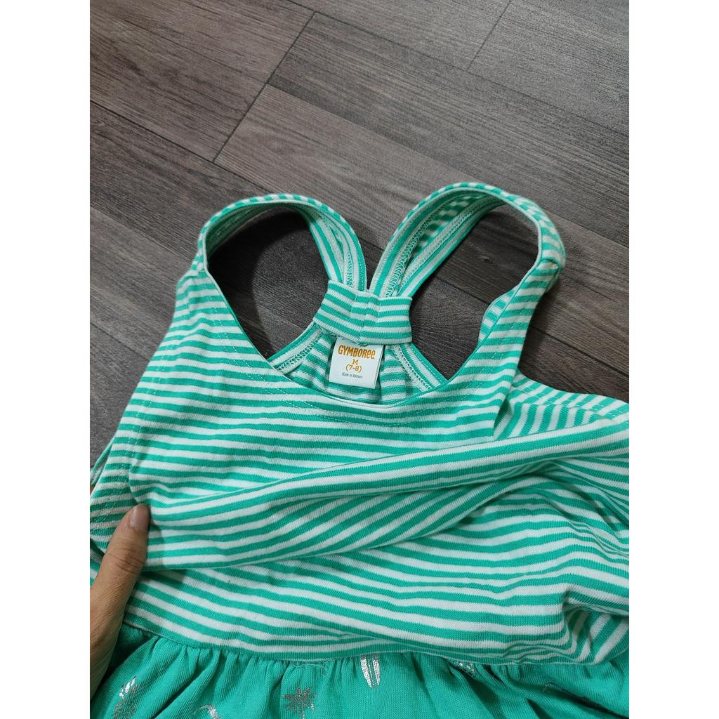 Váy sát nách kẻ xanh bé gái