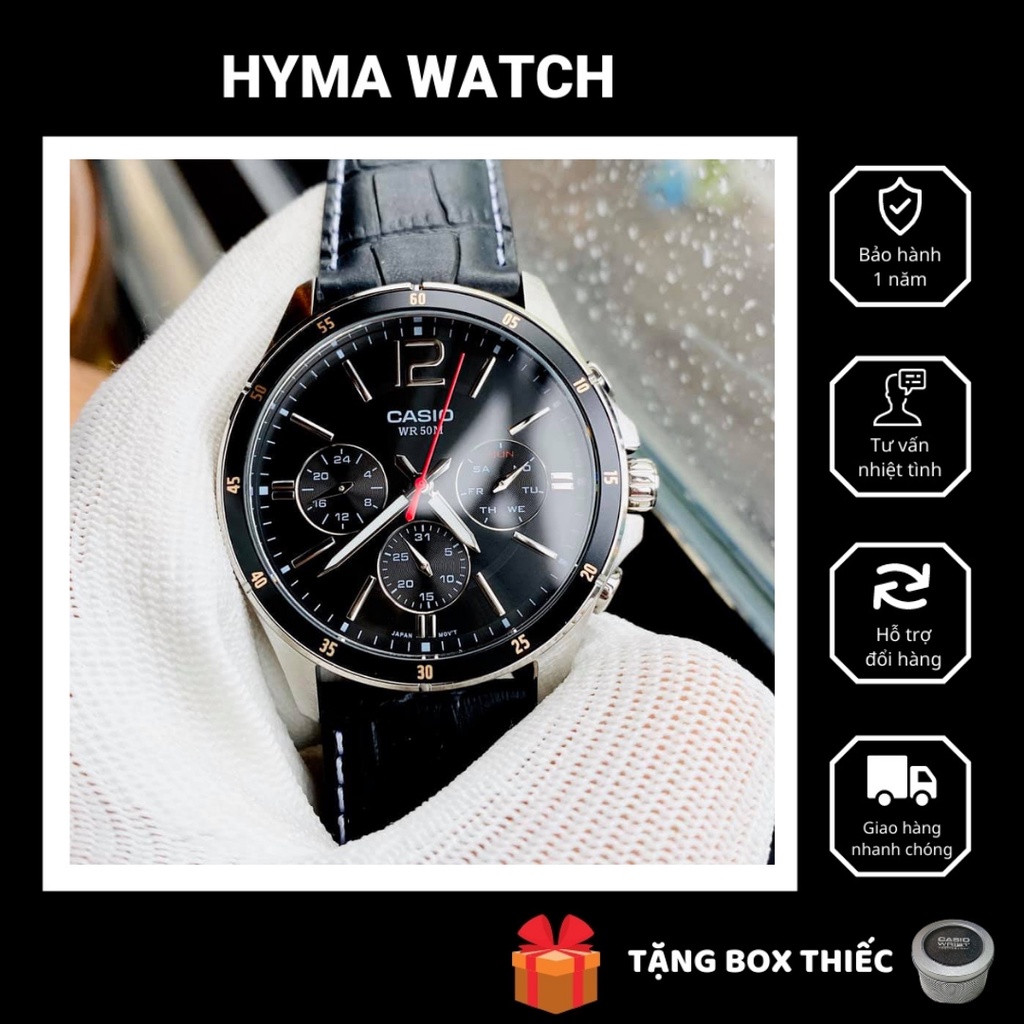 Đồng hồ Nam dây da chính hãng Casio MTP 1374L-1AV Bảo hành 1 năm Hyma watch