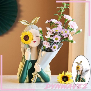 [Dynwave2] Bình hoa bé gái Nhà để bàn Tượng trang trí Trang trí màu xanh lá cây