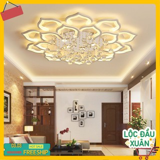 Đèn ốp trầnphòng khách trang trí16 cánh có điều khiển, 3 chế độ sáng - Tặng điều khiển từ xa
