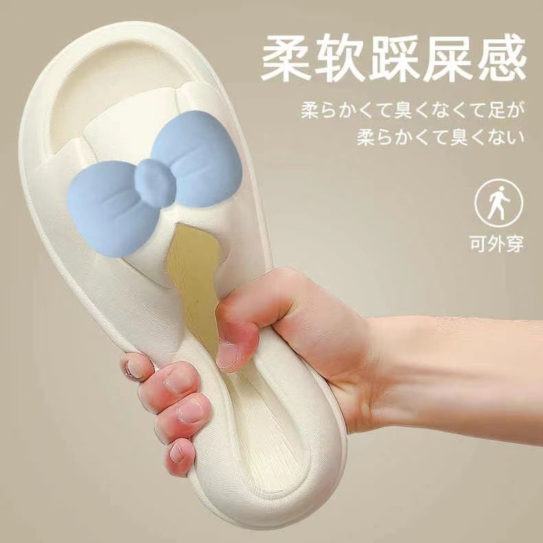 Dép Đi Trong Nhà Đế Dày Mềm Mại Đính Nơ Dễ Thương