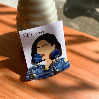 Khuyên tai đất sét nung Polymer Clay (Starry Night)