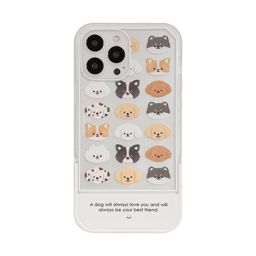 Ốp Điện Thoại Trong Suốt Họa Tiết Hoạt Hình Chú Chó Dễ Thương Kèm Giá Đỡ Cho Iphone 11 8 7 Plus SE2 XS XR 12 13 PRO MAX