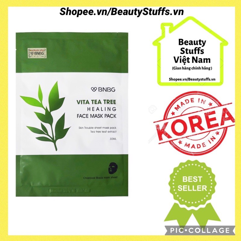 (Date 07/2025) Mặt Nạ BNBG Tràm Trà Thải Độc Da, Giảm Mụn Vita Tea Tree Healing Face Mask Pack 30ml