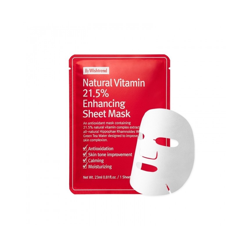 [Chính Hãng] Mặt nạ phục hồi dưỡng trắng da By Wishtrend Natural Vitamin 21.5 Enhancing Sheet Mask
