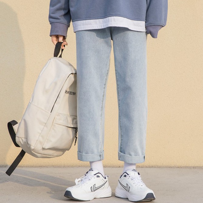 Quần jean nam baggy ống suông rộng BASIC vải bò jeans cao cấp unisex phong cách hàn quốc 2022 | BigBuy360 - bigbuy360.vn