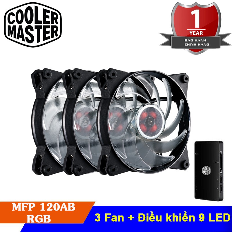 Tản nhiệt CoolerMaster MFP120 AB RGB (bộ 3 Fan + Điều khiển) - An phú phân phối