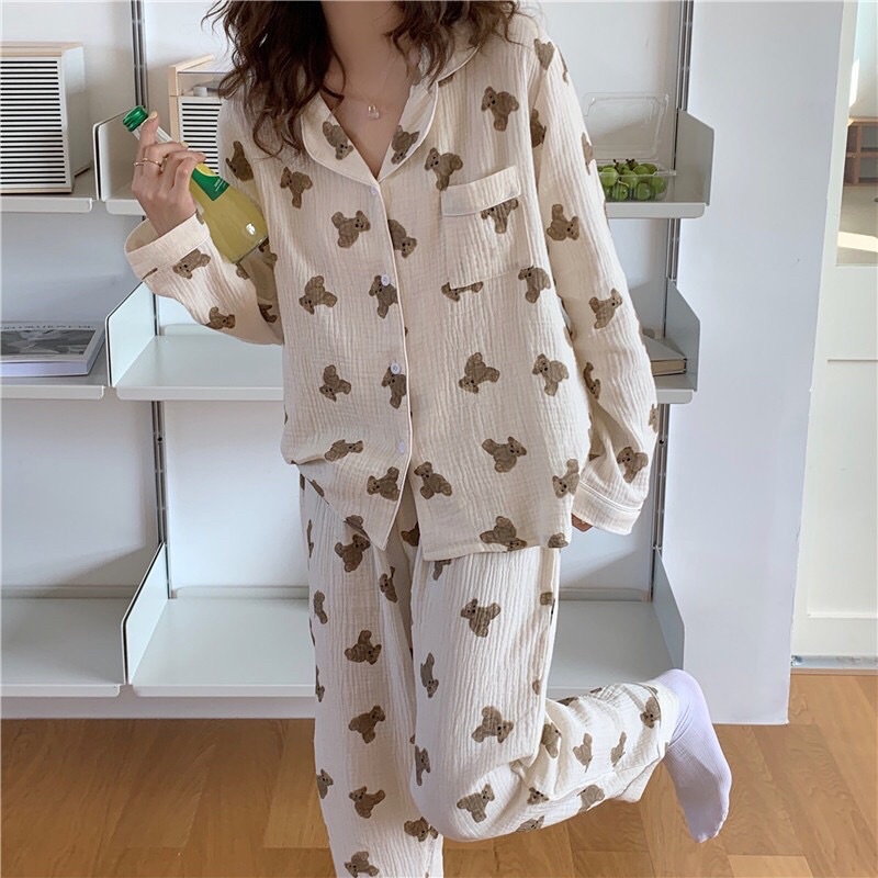 Giá gốc SĂN SALE SET BỘ PIJAMA XÔ GẤU COUPLE NAM NỮ NGẮN TAY DÀI TAY rẻ nhất shopee