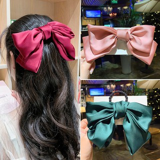 Kẹp Tóc Phối Nơ Bản To Vải Satin Cao Cấp Kẹp Tóc Nơ Hàn Quốc