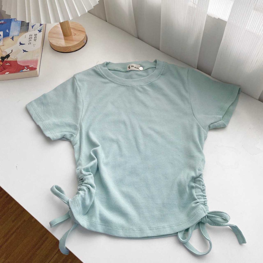 Áo thun tay ngắn rút dây 2 bên đủ màu thời trang nữ Fmstyle Saigon 21TU05T370604 | BigBuy360 - bigbuy360.vn