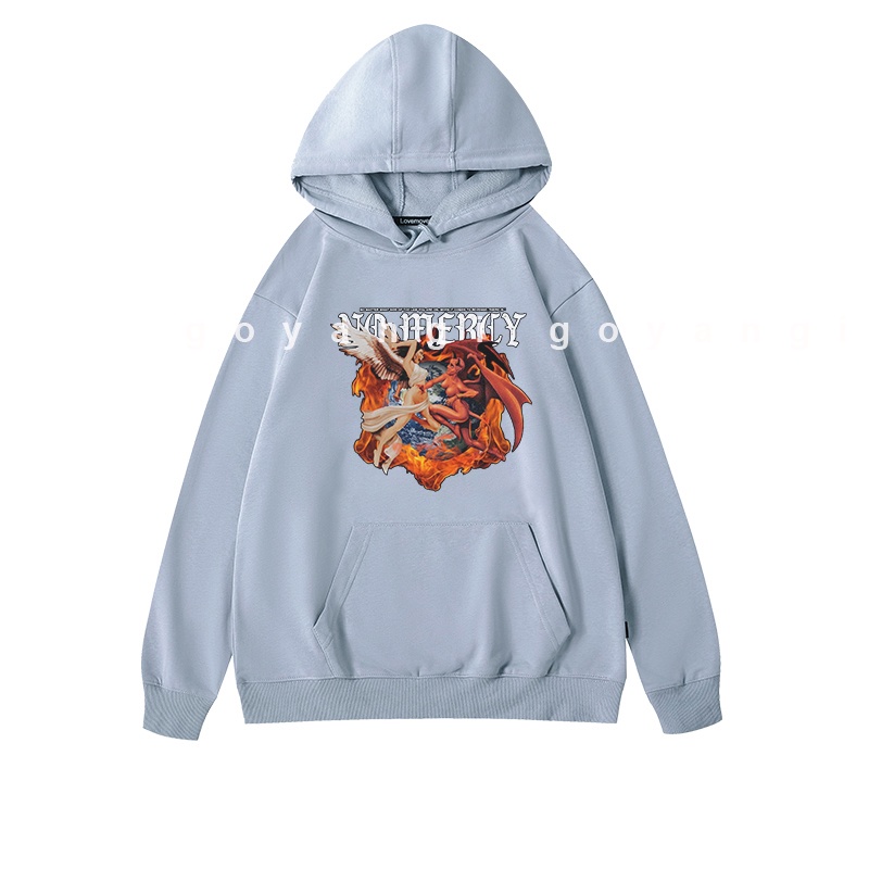 Áo Hoodie GYG Unisex Gothic DevilvsAngel Form Rộng Oversize Phong Cách Hàn Quốc