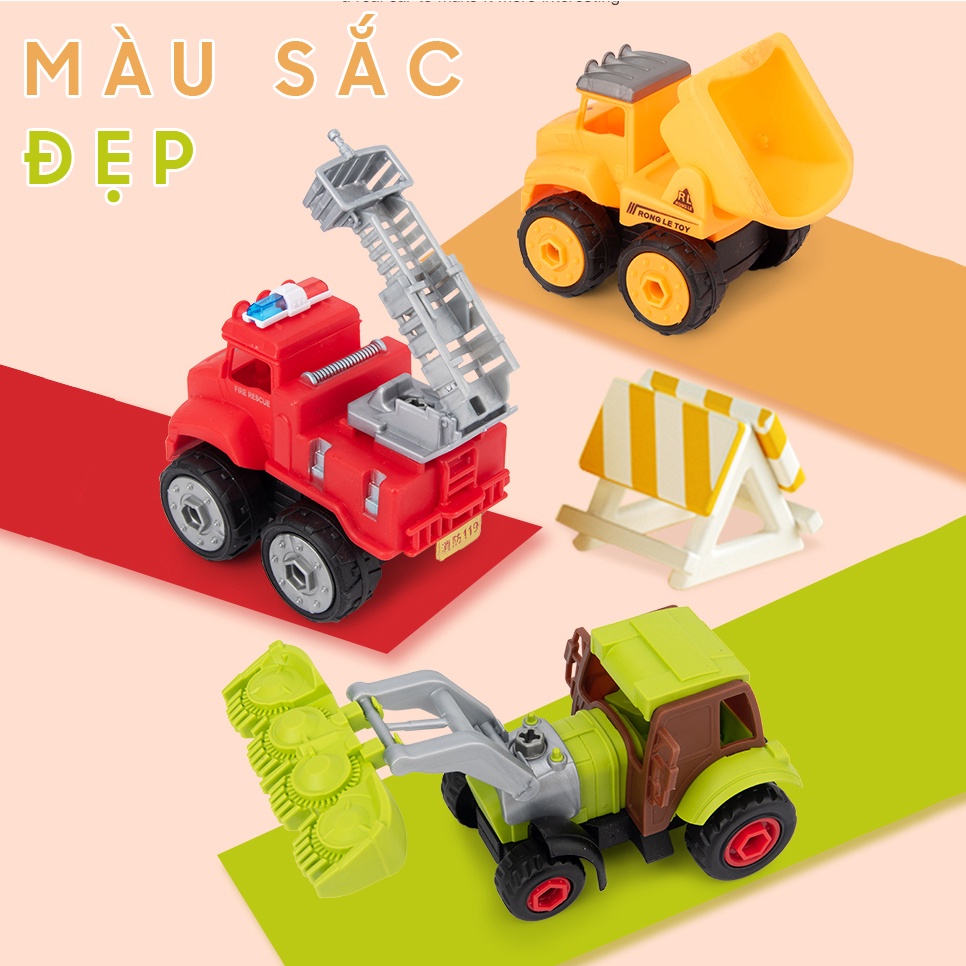 Bộ xe đồ chơi lắp ráp cho bé với nhiều chủ đề công trường cứu hỏa cảnh sát XDC27