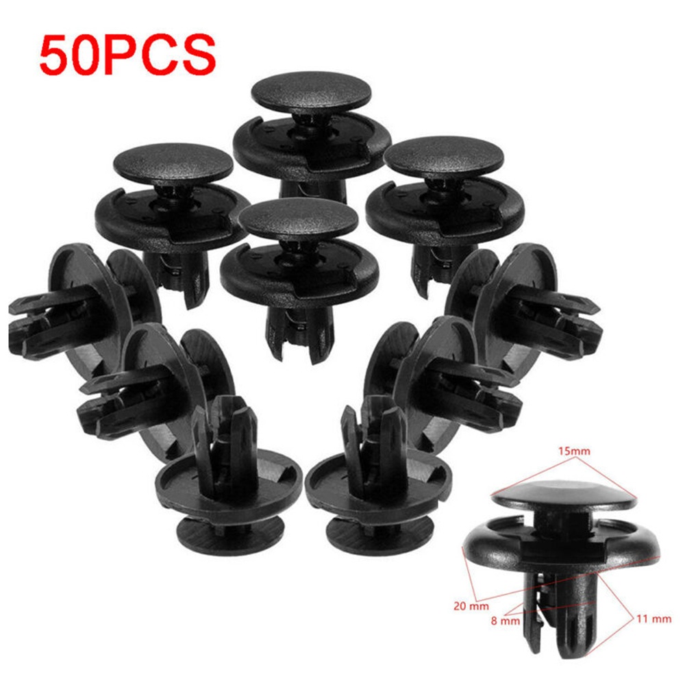 Set 50 Nút Nhấn Nhựa 8mm Màu Đen Thay Thế Cho Cản Trước Xe Hơi