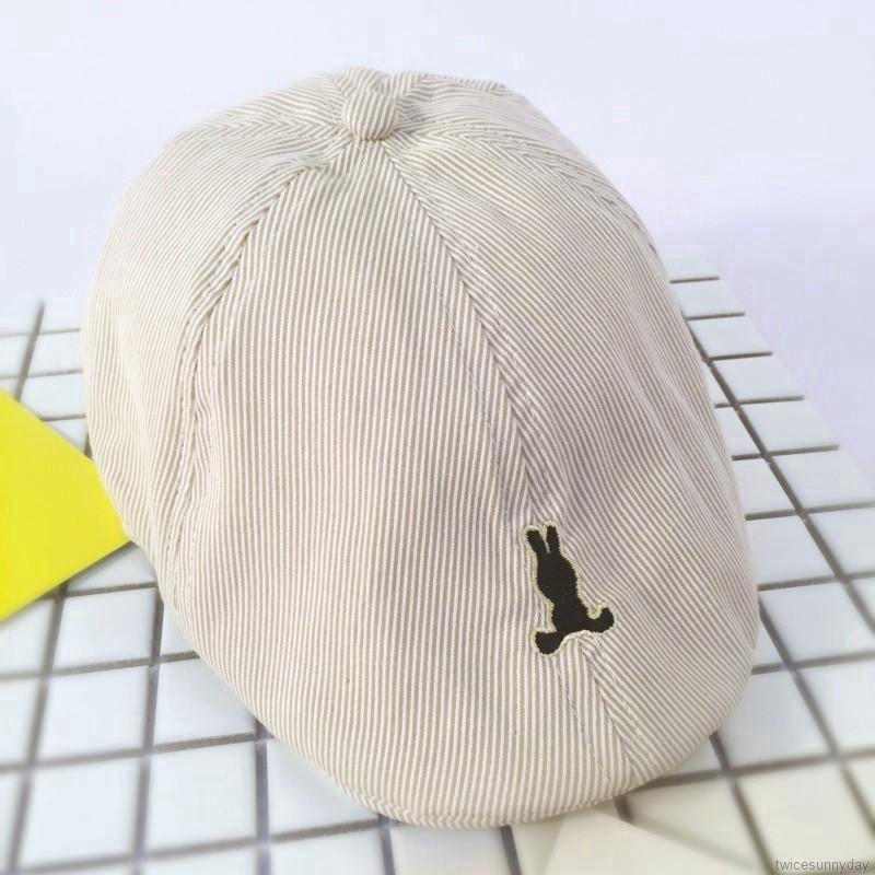 Nón beret Sọc Ngang Hình Thỏ Hoạt Hình Dễ Thương Cho Bé
