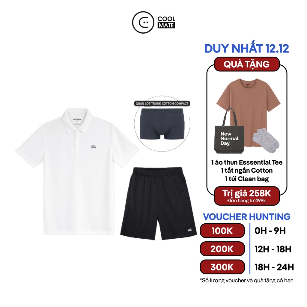 Bộ thể thao nam - Áo Polo Promax (TRẮNG) và quần Promax thoải mái vận động (tặng 1 quần Cotton trunk) | BigBuy360 - bigbuy360.vn