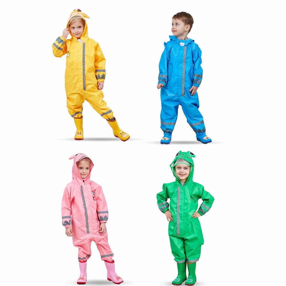 Áo mưa liền quần hình thú ngộ nghĩnh đủ màu cho bé yêu