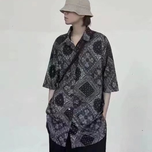 Áo sơ mi nam ngắn tay in hoa phong cách áo thun hàn quốc retro cá tính thời top nam phong cách ngắn dáng rộng tiết độc đáo thời trang đi biển cách cho nam