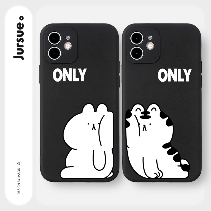 Ốp lưng JURSUE hoạt hình cặp đôi dễ thương đẹp cho iPhone 13 12 11 Pro Max SE 2020 X XR XS ip 8 7 6 6S Plus kute Y1719