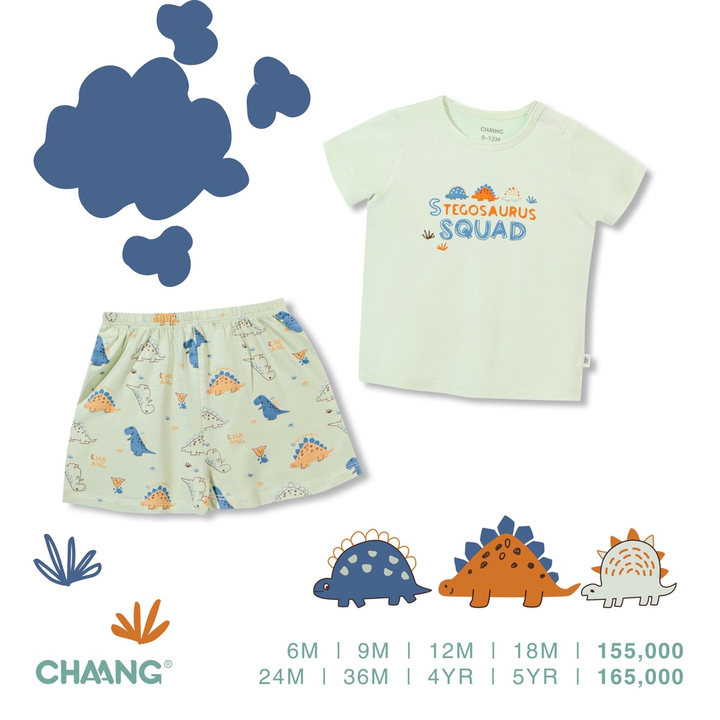 CHAANG Bộ KID cho bé trai và gái chất liệu cotton thâm hút cho bé từ 9 tháng đến 5 tuổi