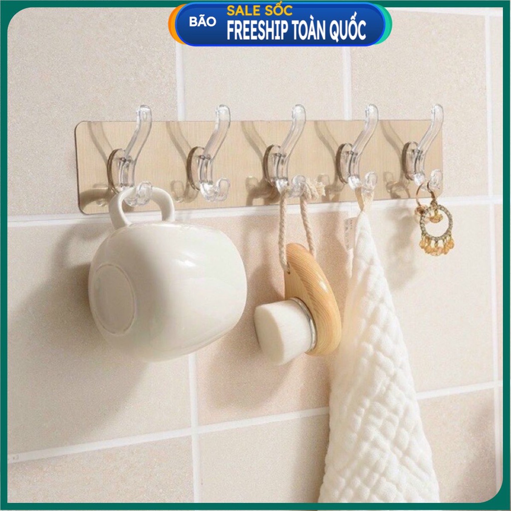 Sét 1-3 GIÁ TREO ĐỒ DÁN TƯỜNG 5 CHẤU MÓC TRONG SUỐT .