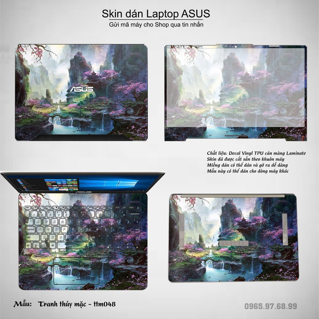 Skin dán Laptop Asus in hình Tranh thủy mặc nhiều mẫu 2 (inbox mã máy cho Shop)