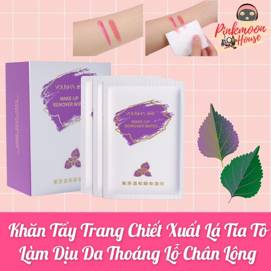 Khăn Giấy Tẩy Trang Chiết Xuất Lá Tía Tô Ngừa Mụn Thoáng Chân Lông