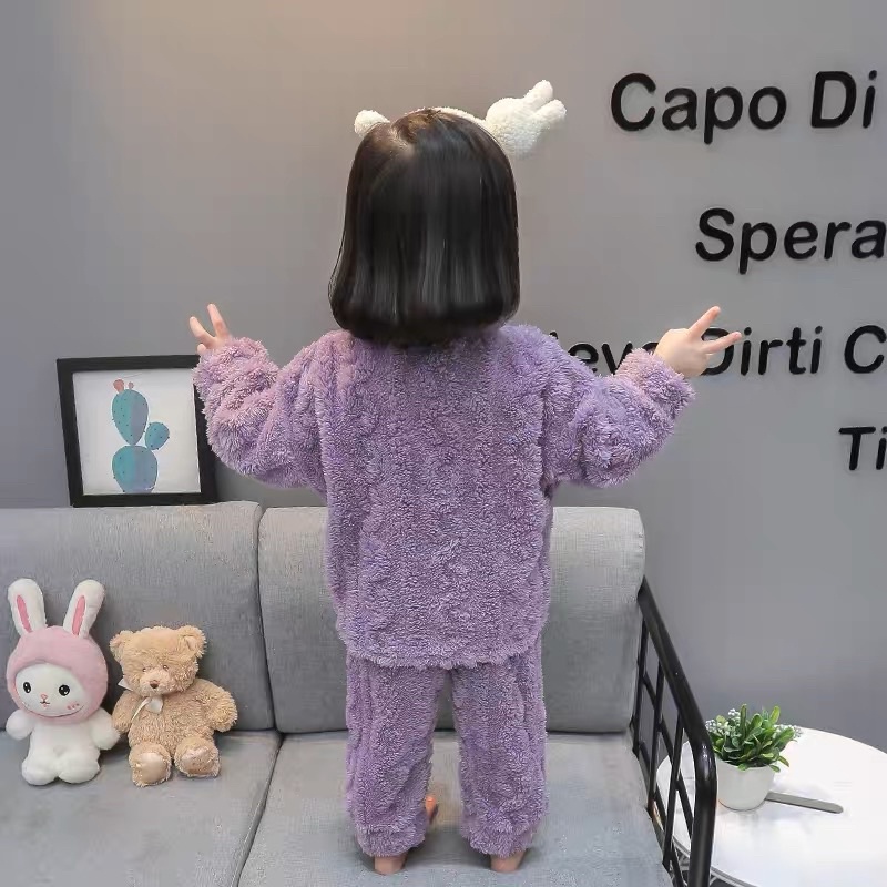 Bộ ngủ Cadigan thỏ bông baby 2 màu dễ thương dành cho bé gái phù hợp với mùa đông 2022